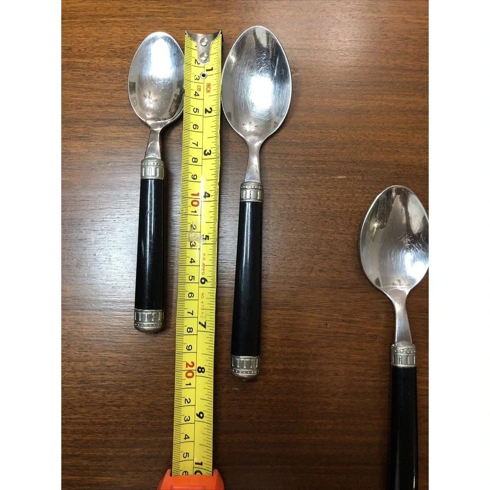 Italia Black EME flatware 6 spoons 18/10 Italy